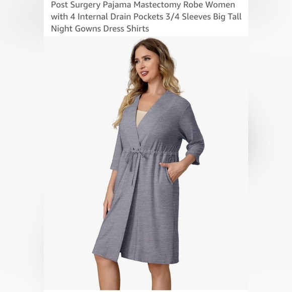Post tummy tuck/mastectomy robe with drain pockets - Picture 2 of 3